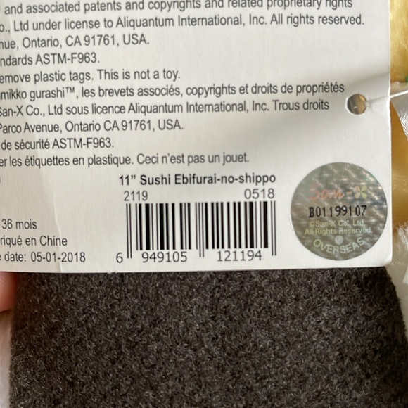 NWT Sumikkogurashi San-X Tempura Sushi Plush/Stuffed Toy Cute & Soft - Picture 9 of 9